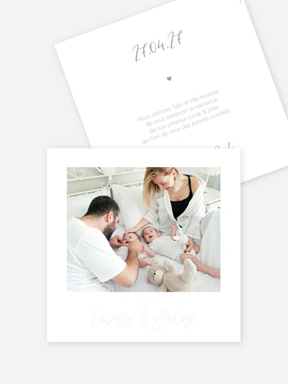 Faire-part naissance jumeaux Lovely Blessing