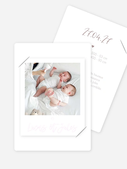 Faire-part naissance jumeaux Lovely Blessing