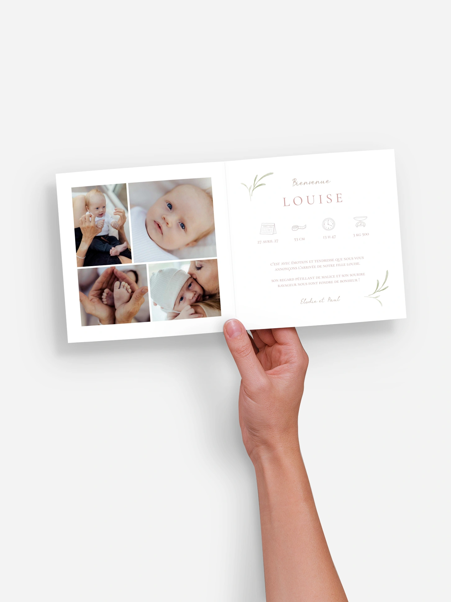 Faire-part naissance Enfant de la Rose