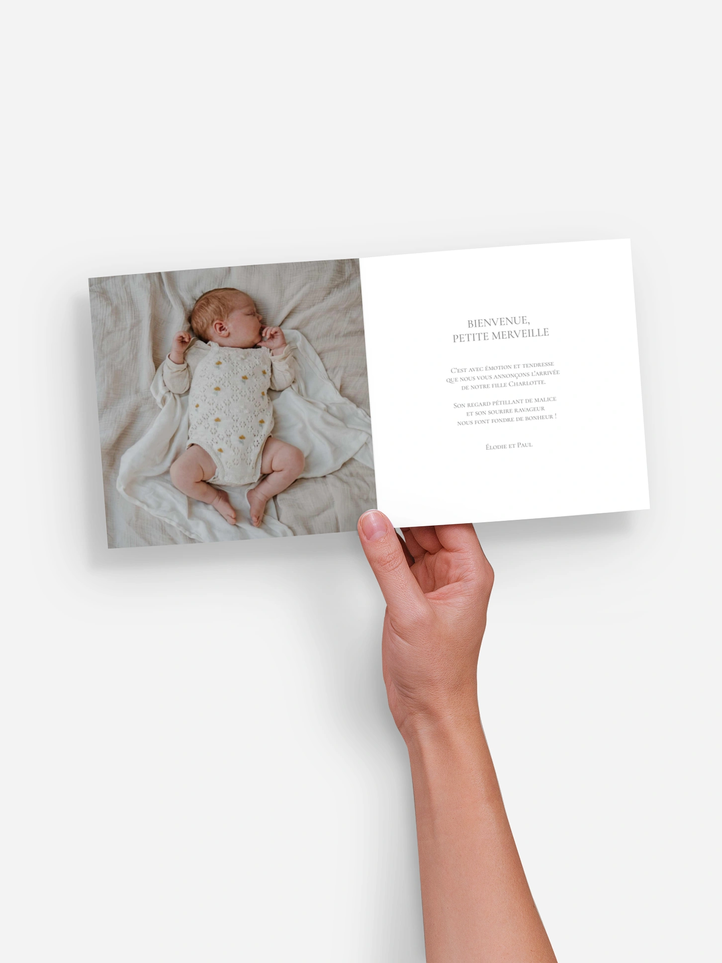 Faire-part naissance Initiale dorée