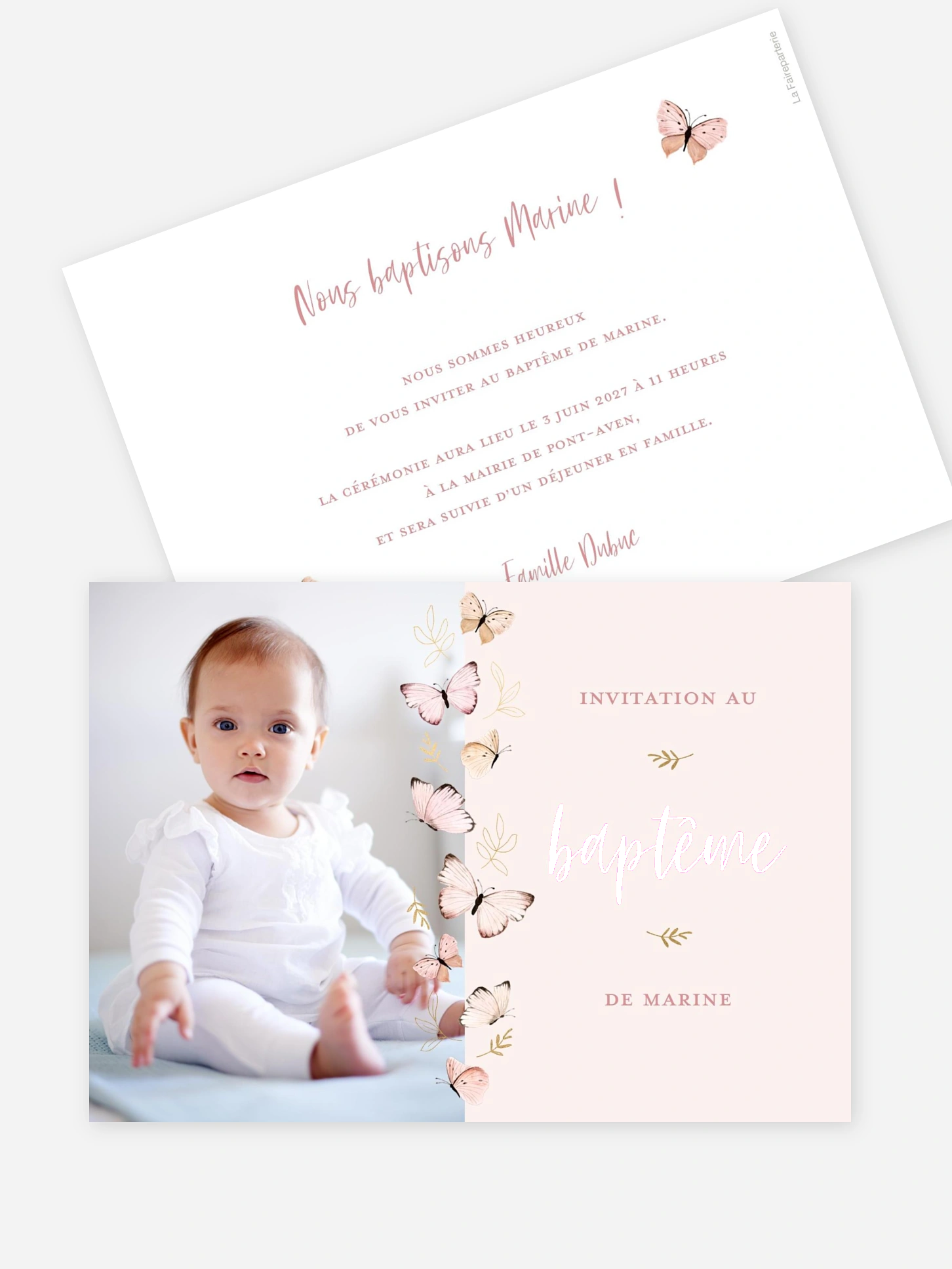 Faire-part baptême Petits papillons 2