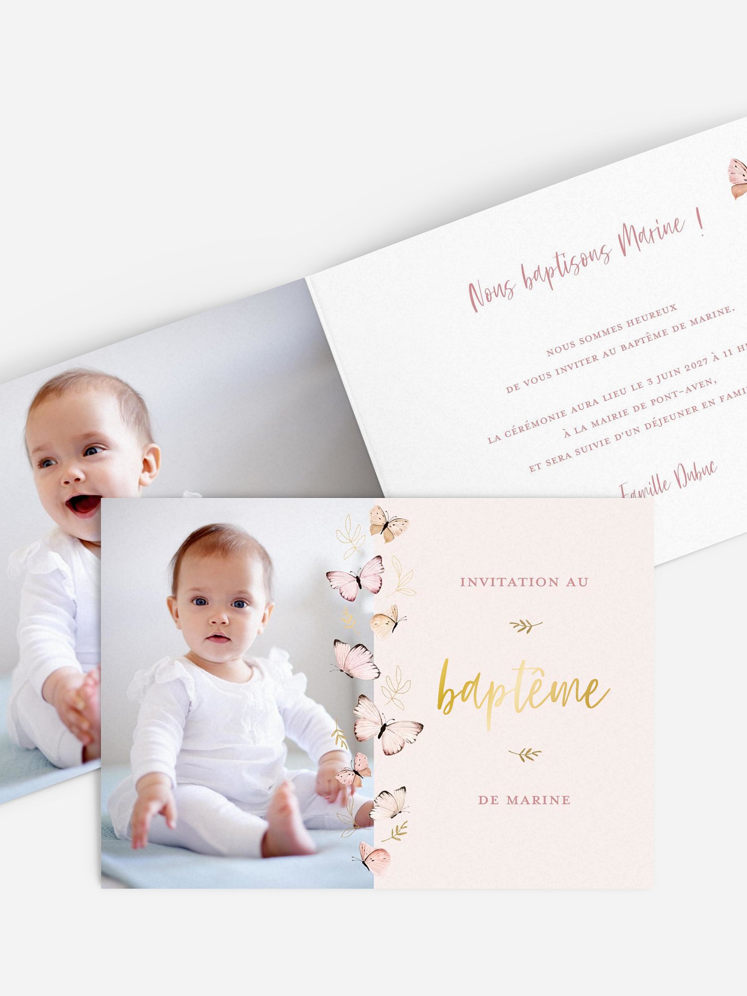 Faire-part baptême Petits papillons 2