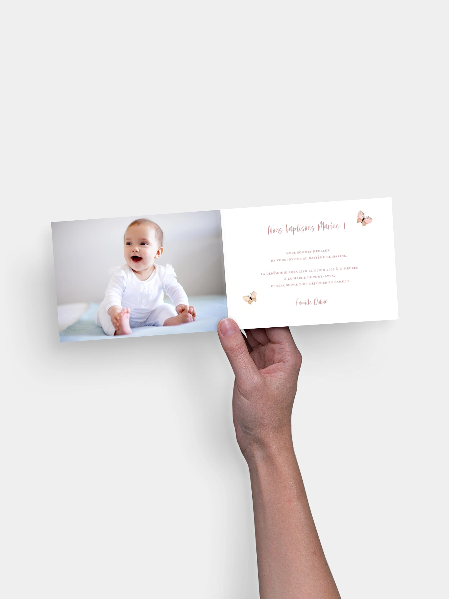 Faire-part baptême Petits papillons 2