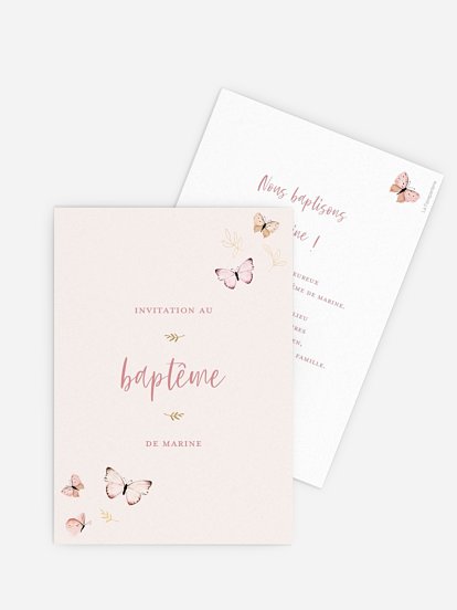 Faire-part baptême Petits papillons 2