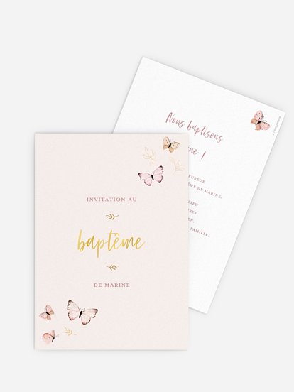Faire-part baptême Petits papillons 2