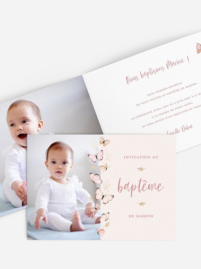 Faire-part baptême Petits papillons 2