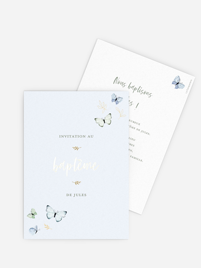Faire-part baptême Petits papillons 2 