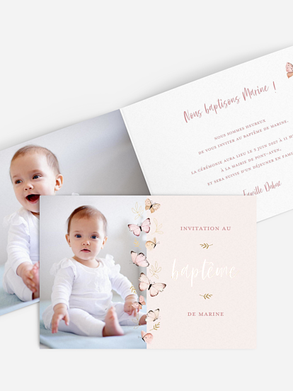 Faire-part baptême Petits papillons 2 