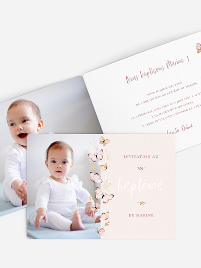 Faire-part baptême Petits papillons 2 