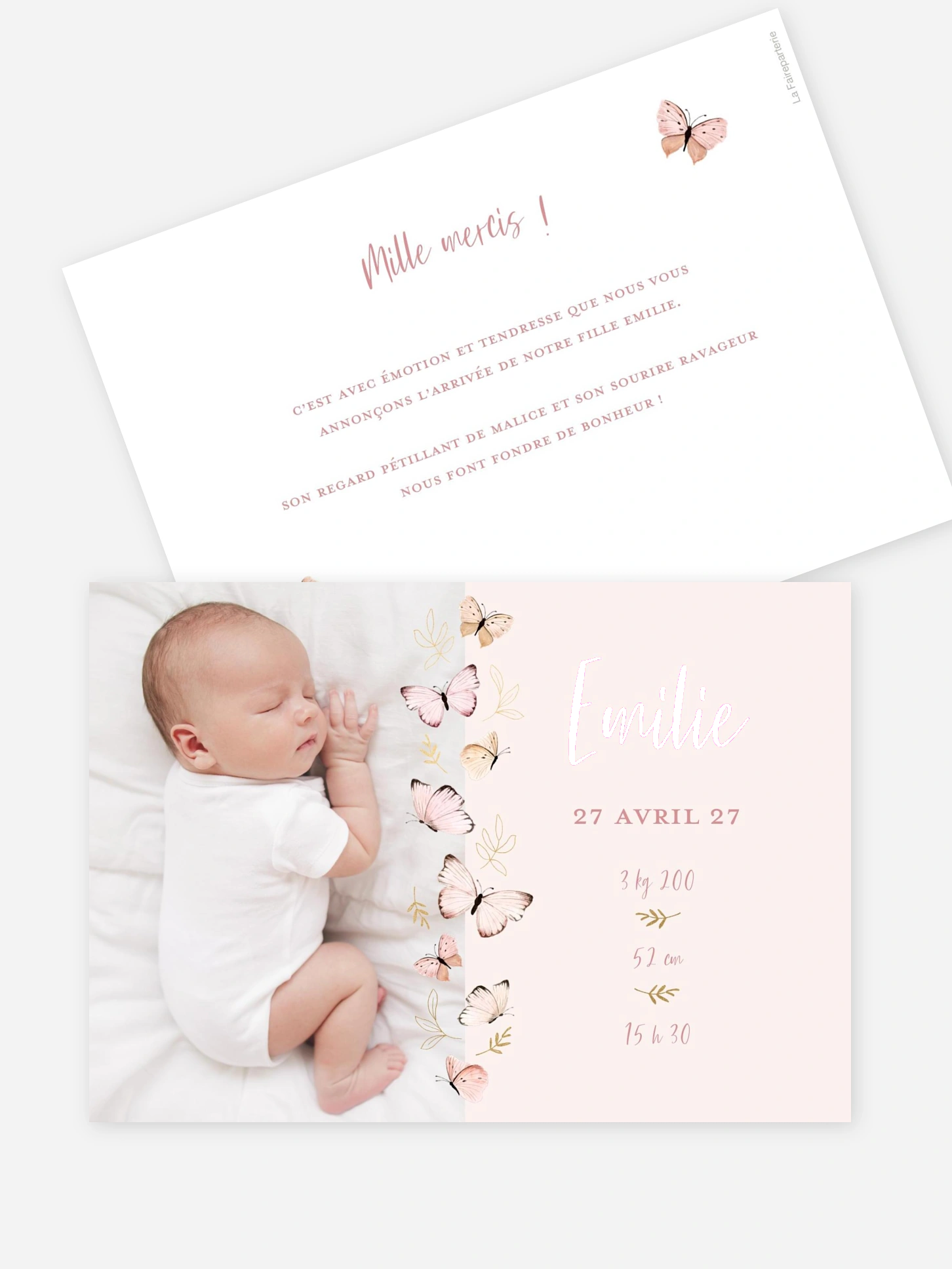 Faire-part naissance Petits papillons 2