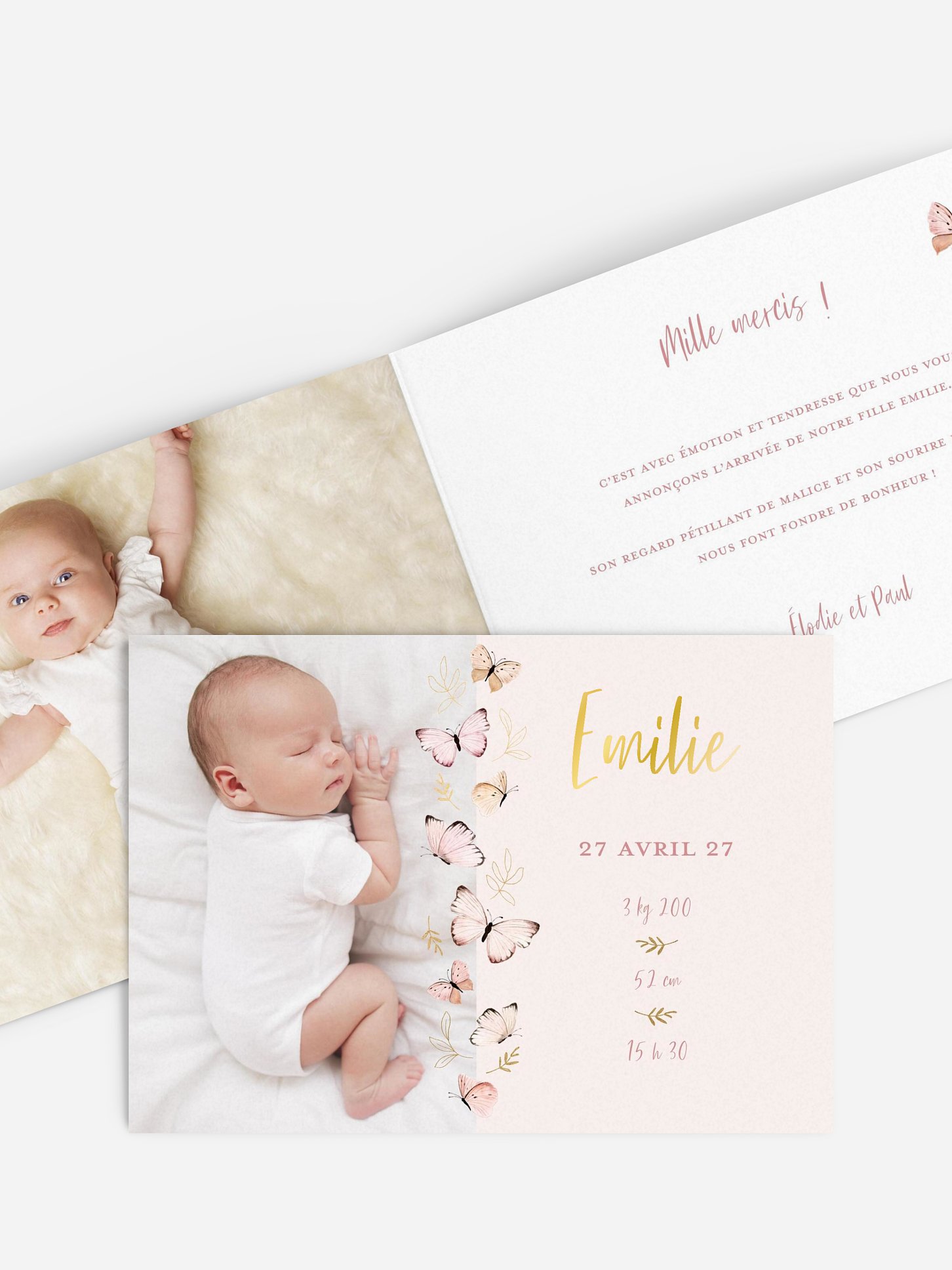 Faire-part naissance Petits papillons 2