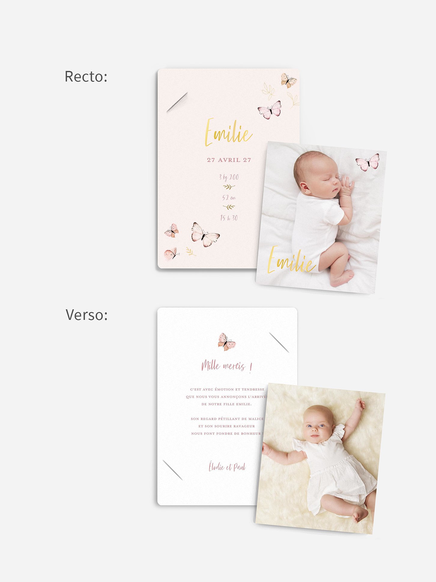 Faire-part naissance Petits papillons 2