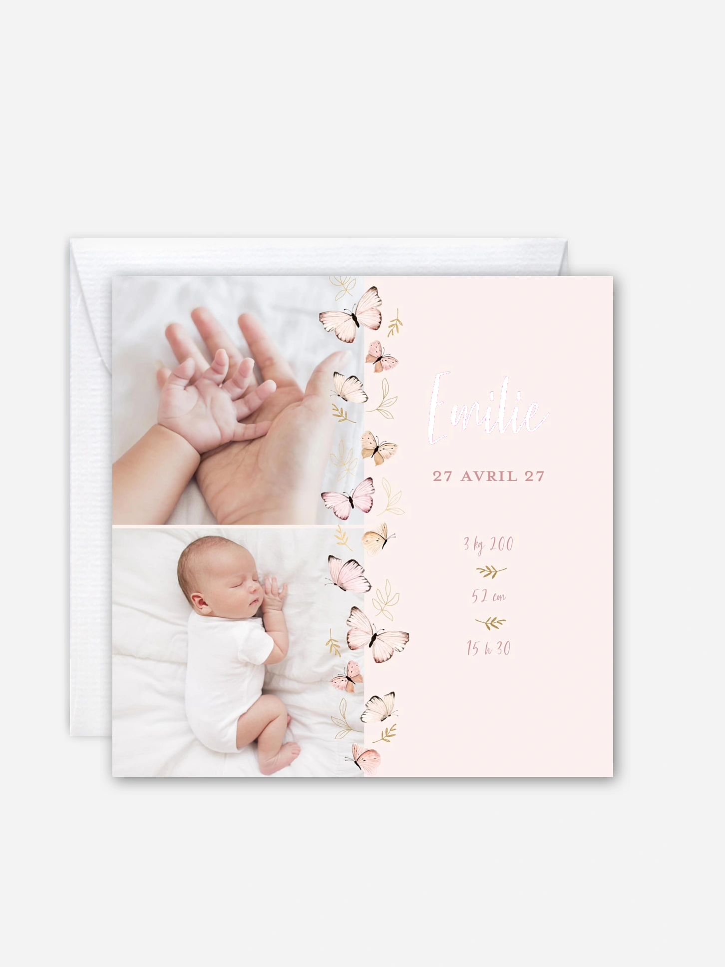 Faire-part naissance Petits papillons 2