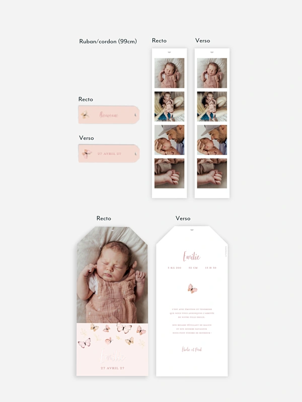 Faire-part naissance Petits papillons 2