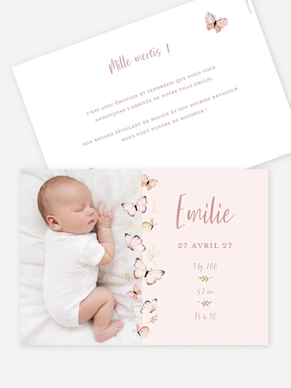 Faire-part naissance Petits papillons 2