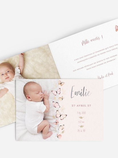 Faire-part naissance Petits papillons 2