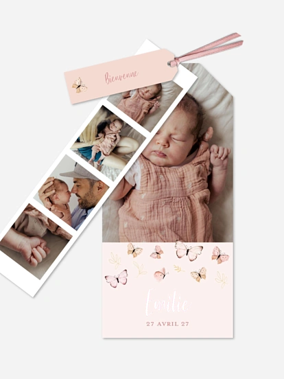 Faire-part naissance Petits papillons 2