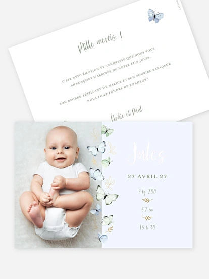 Faire-part naissance Petits papillons 2 