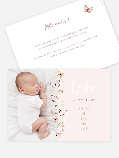 Faire-part naissance Petits papillons 2 
