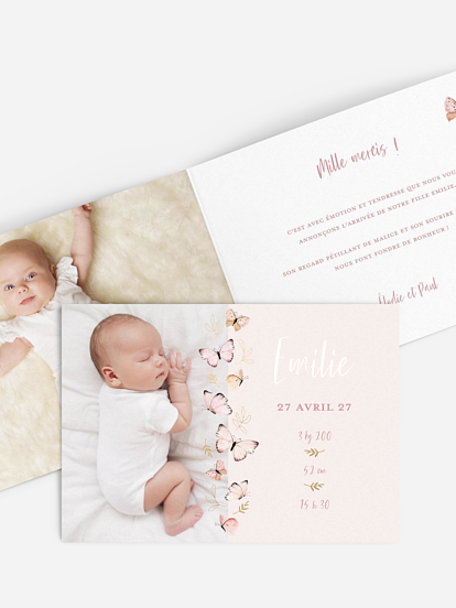 Faire-part naissance Petits papillons 2 