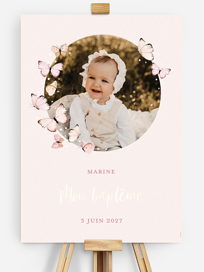 Poster bienvenue baptême Petits papillons 2