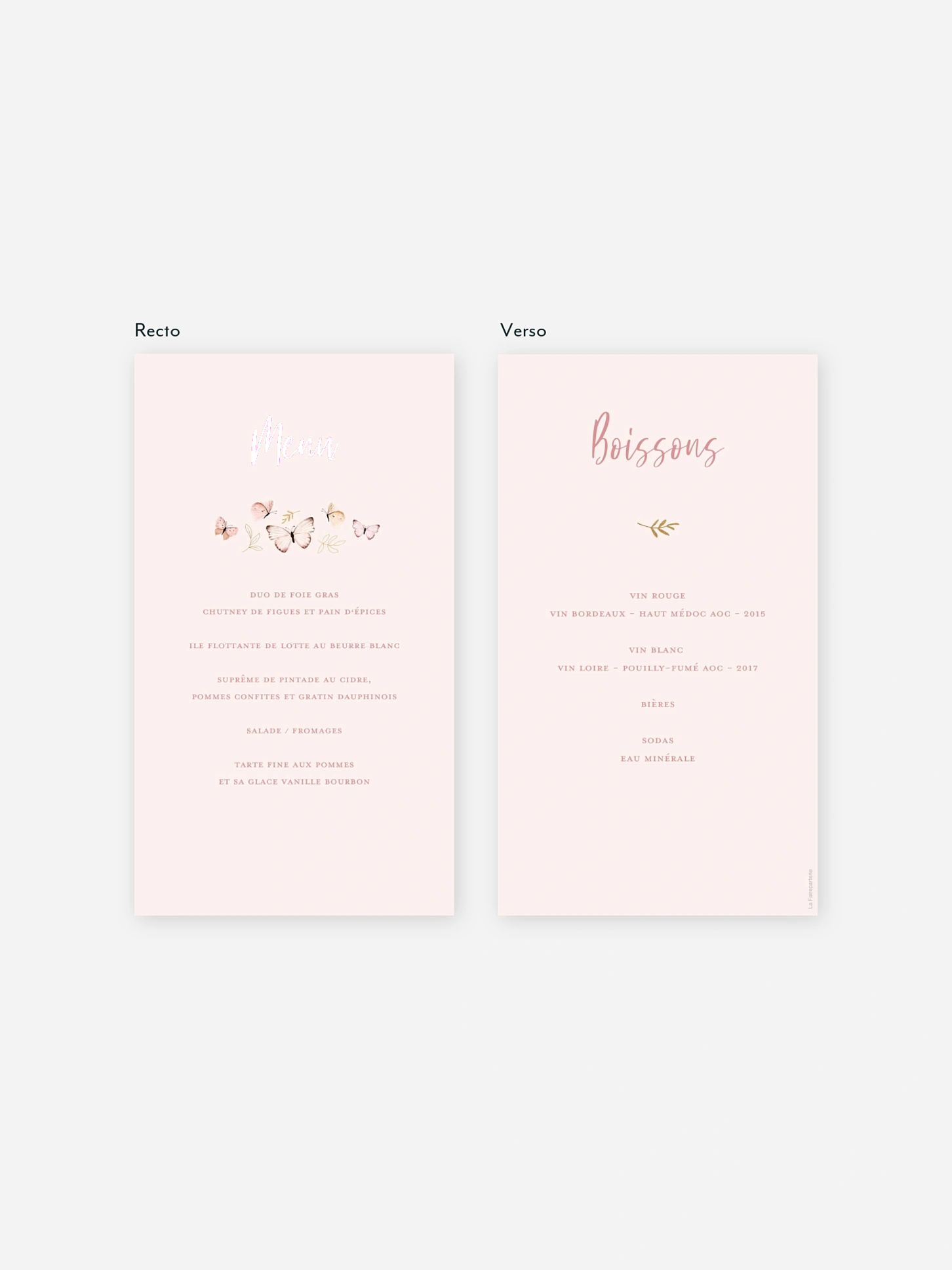 Menu baptême Petits papillons 2