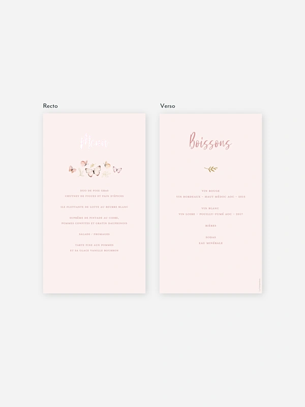 Menu baptême Petits papillons 2
