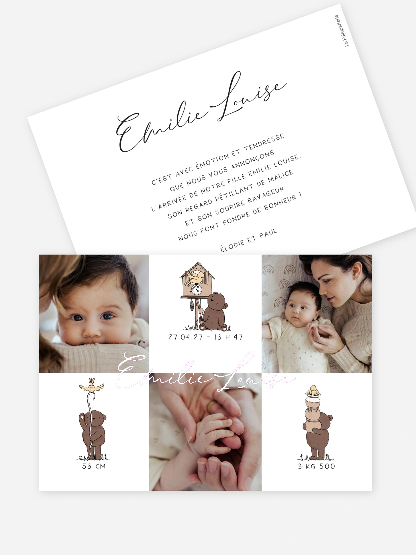 Faire-part naissance 3 petits oursons
