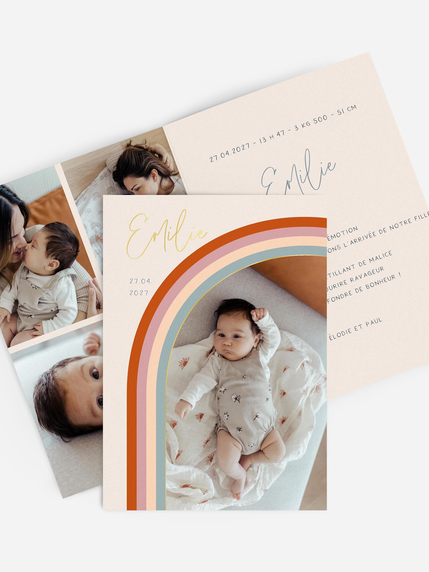 Faire-part naissance Joli arc-en-ciel