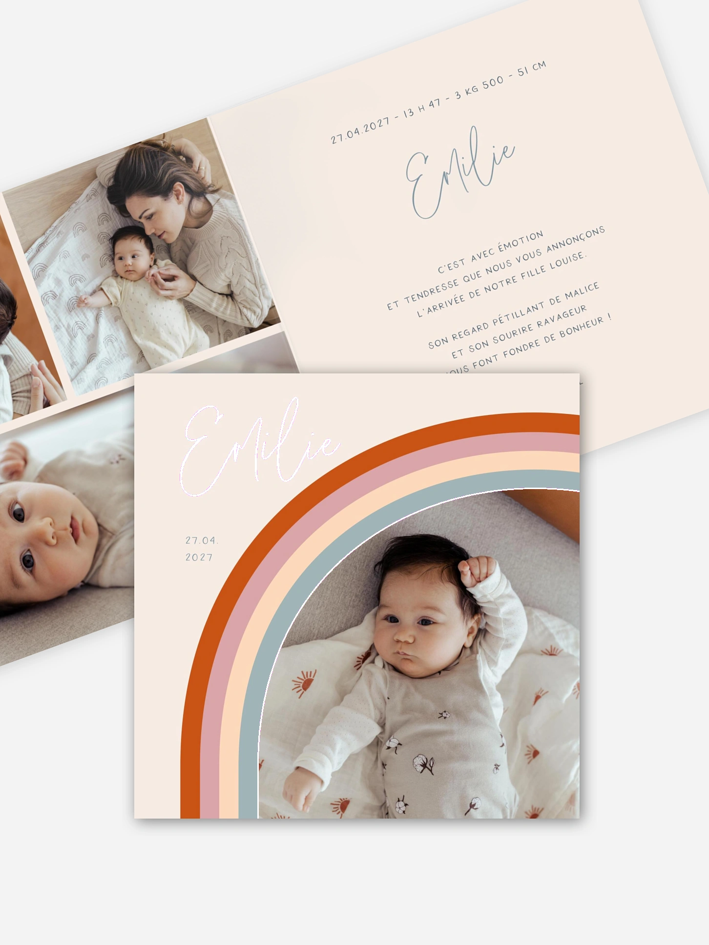 Faire-part naissance Joli arc-en-ciel