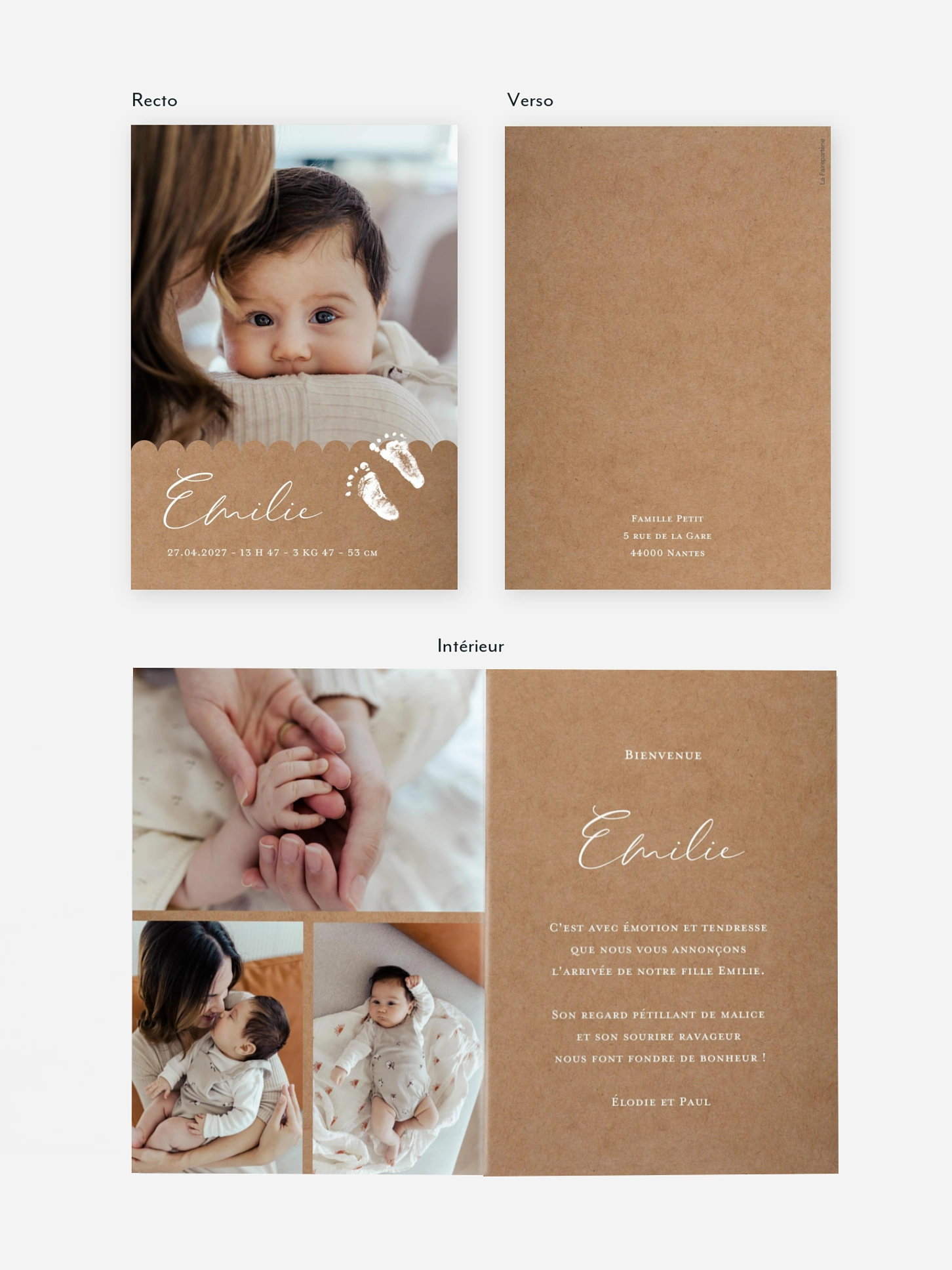Faire-part naissance Empreintes de bébé