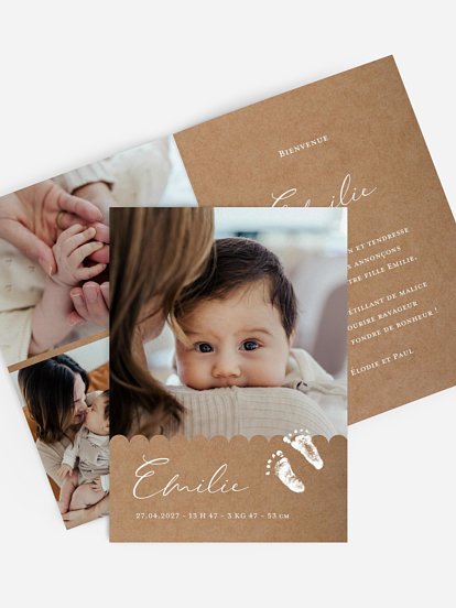 Faire-part naissance Empreintes de bébé