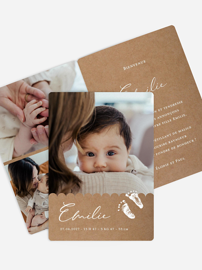 Faire-part naissance Empreintes de bébé