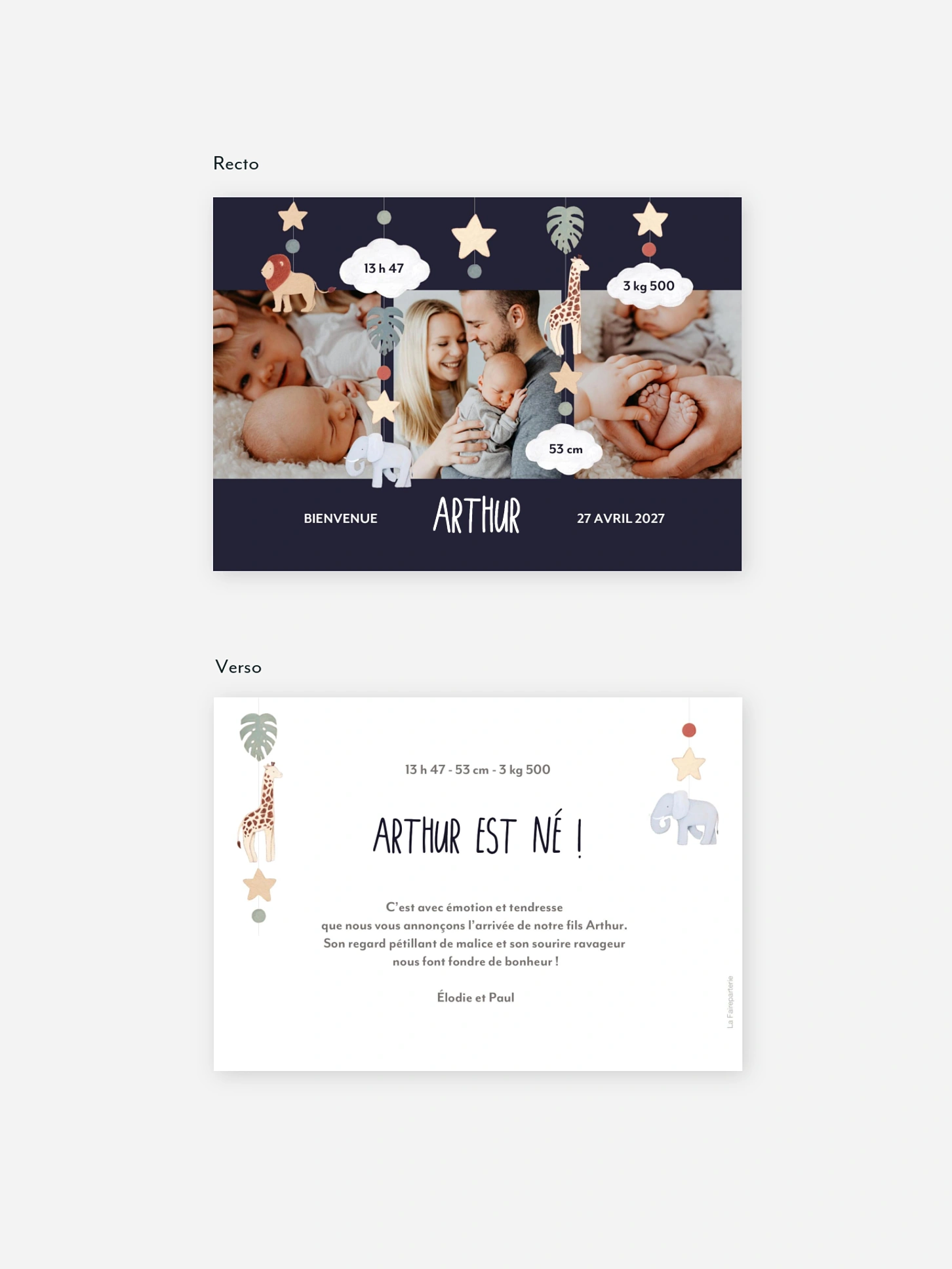 Faire-part naissance Mobile safari