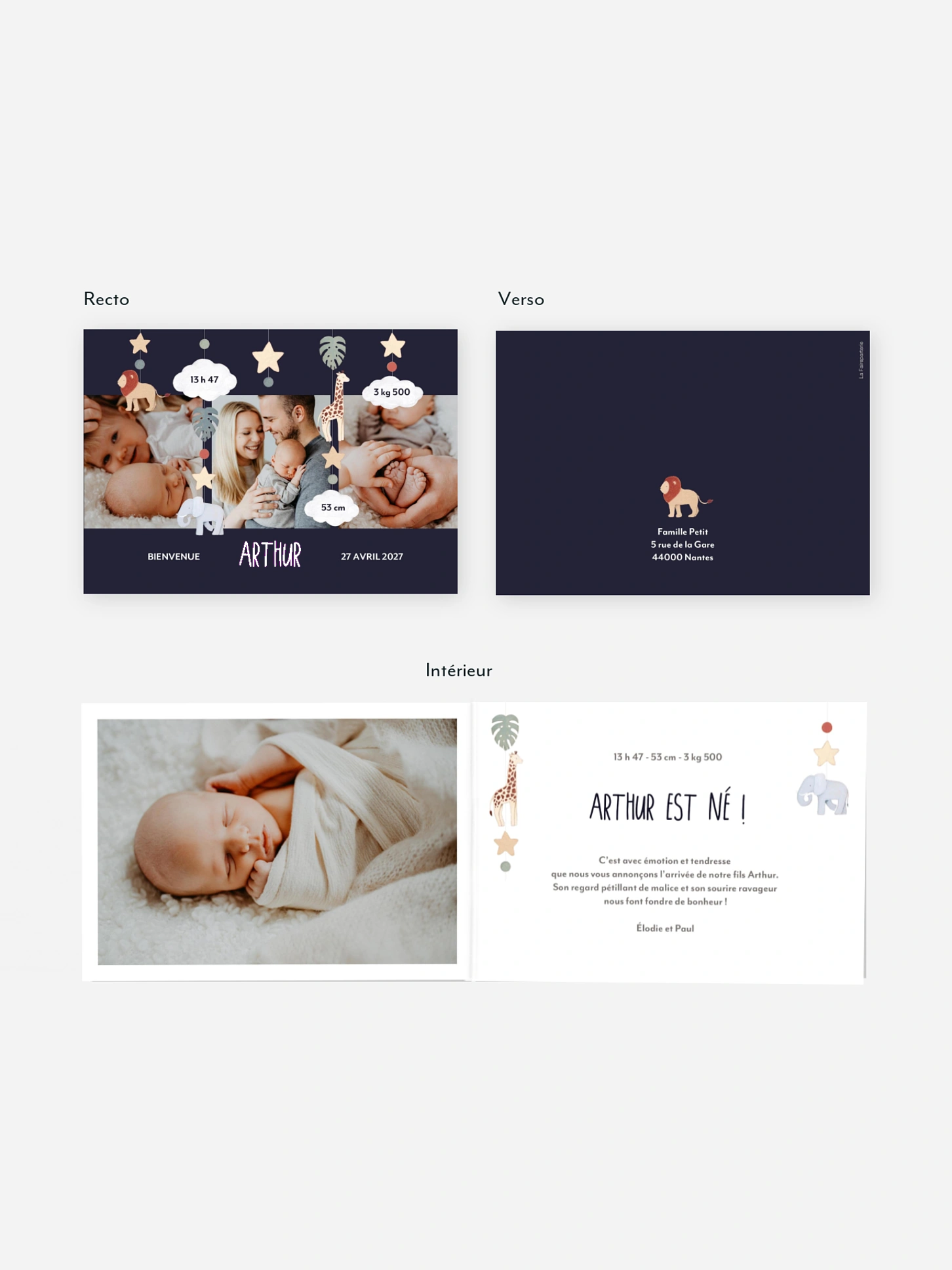 Faire-part naissance Mobile safari
