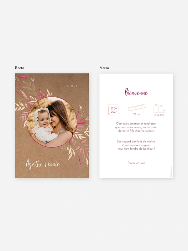 Faire-part naissance Envolée florale