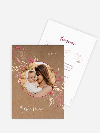 Faire-part naissance Envolée florale