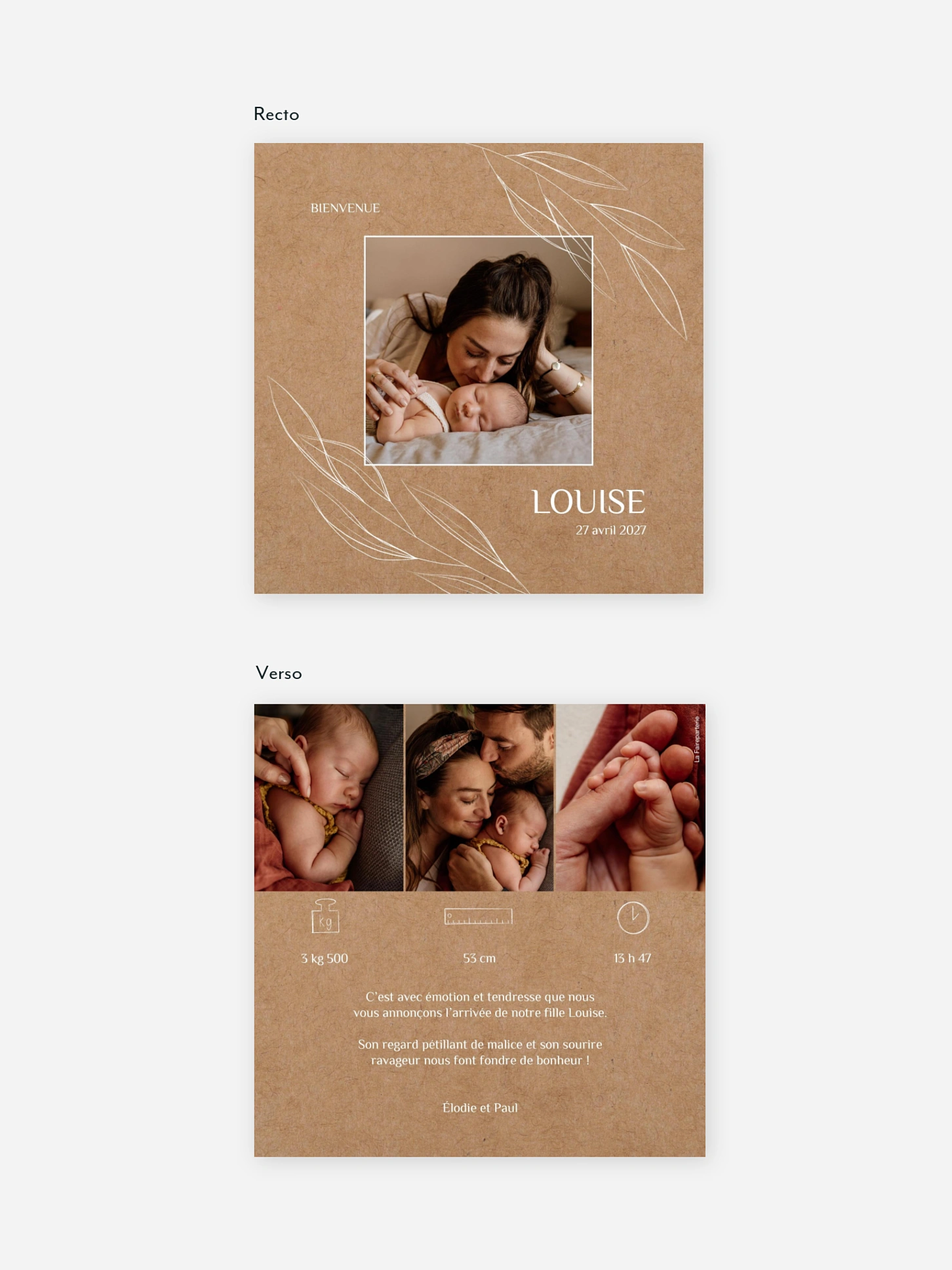 Faire-part naissance Poésie délicate