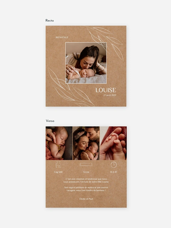 Faire-part naissance Poésie délicate