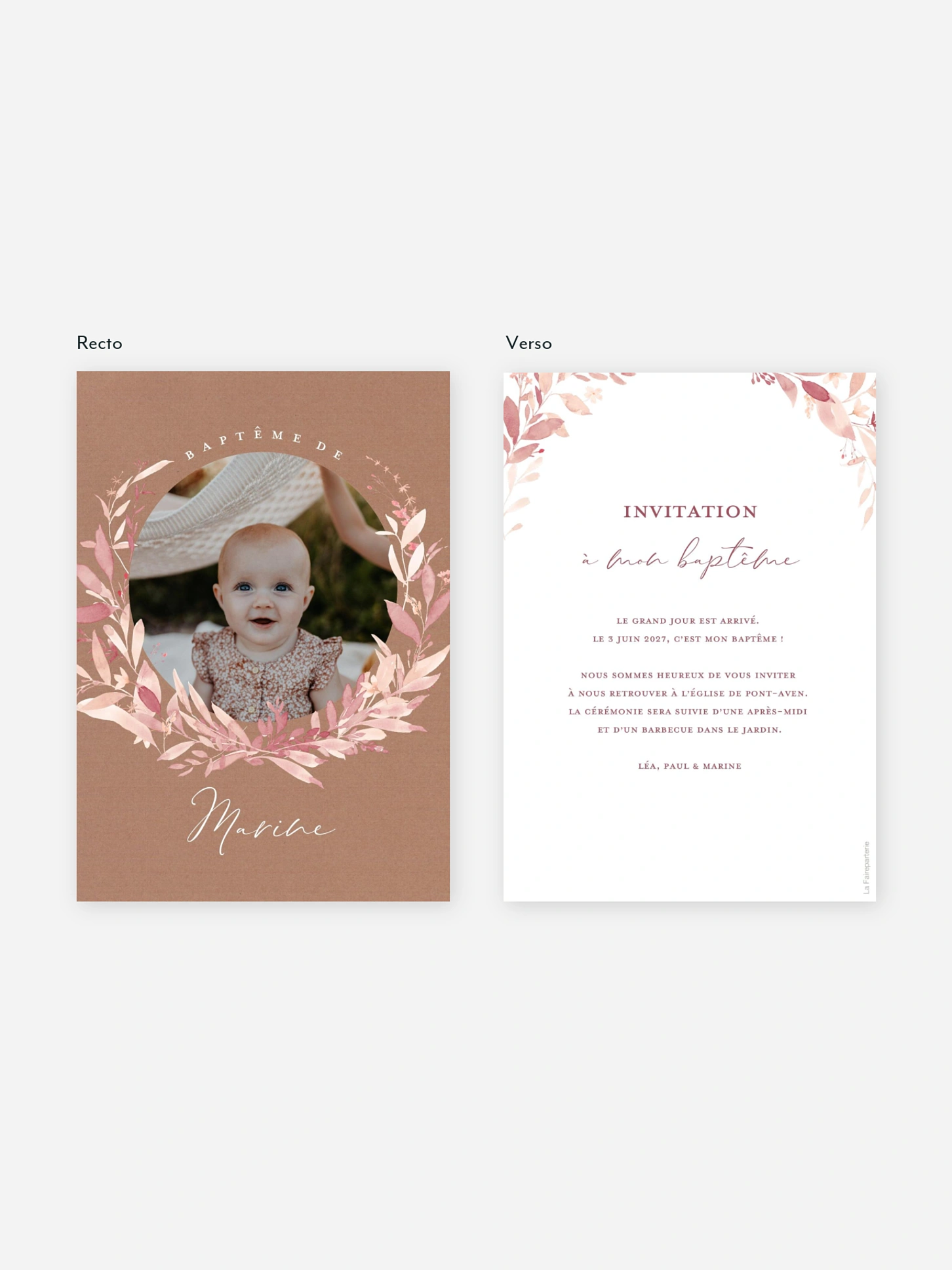 Faire-part baptême Enfant fleur