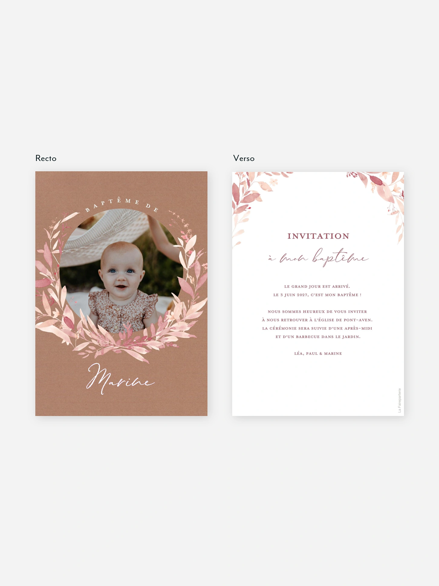 Faire-part baptême Enfant fleur