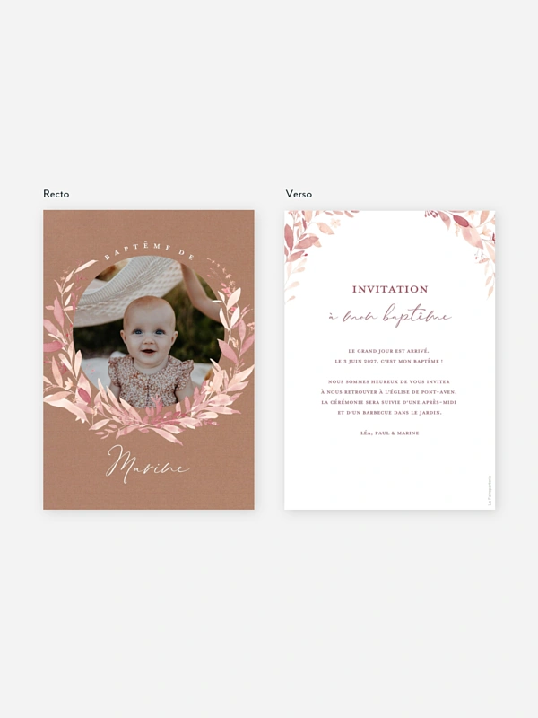 Faire-part baptême Enfant fleur