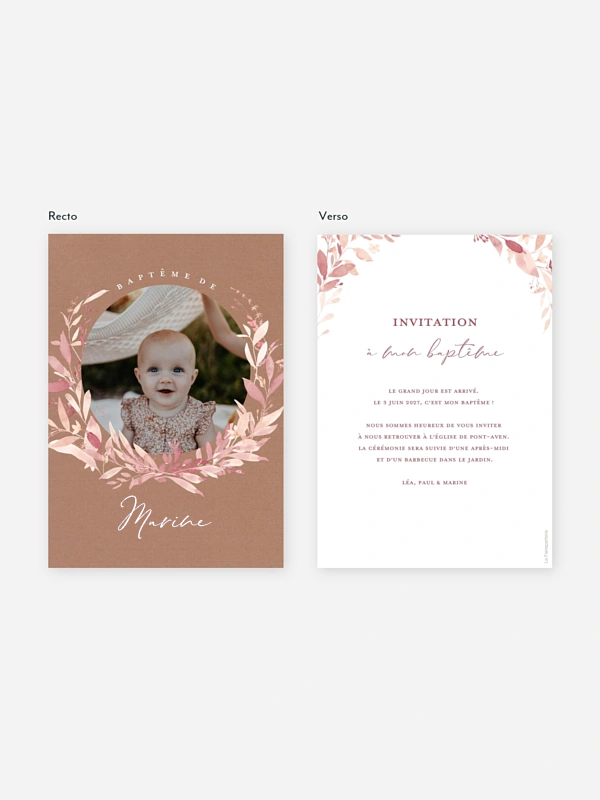 Faire-part baptême Enfant fleur