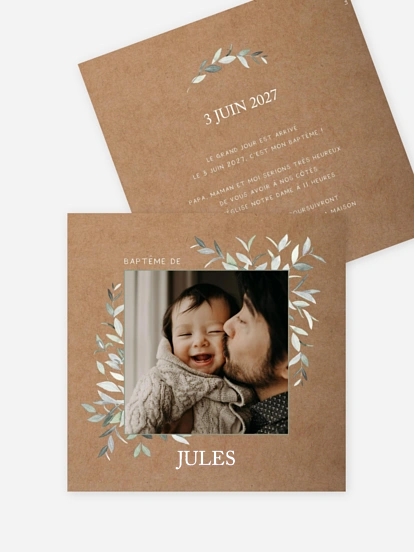 Faire-part baptême Ornament floral