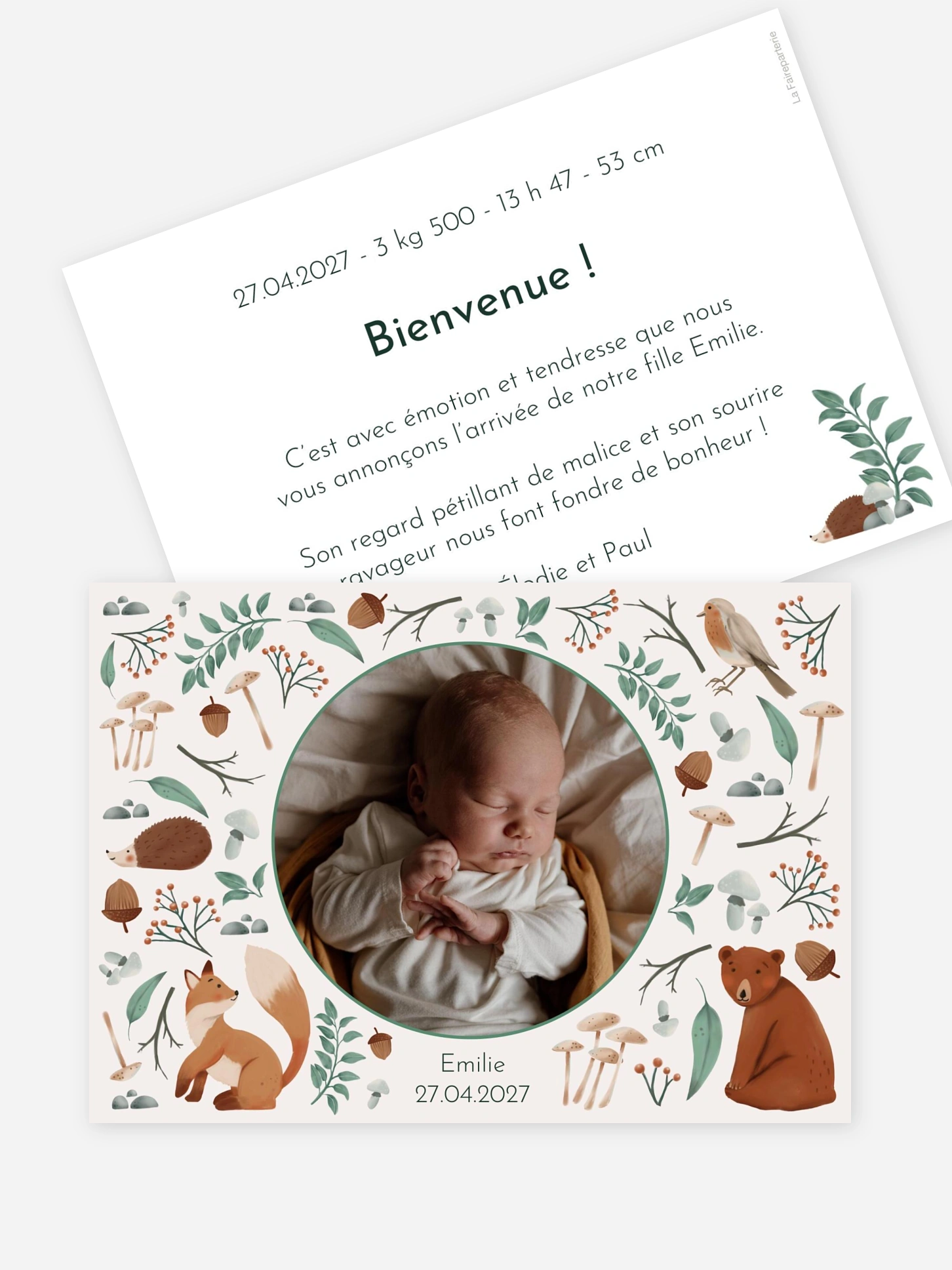 Faire-part naissance Balade forestière
