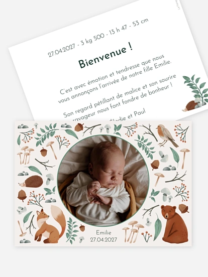 Faire-part naissance Balade forestière