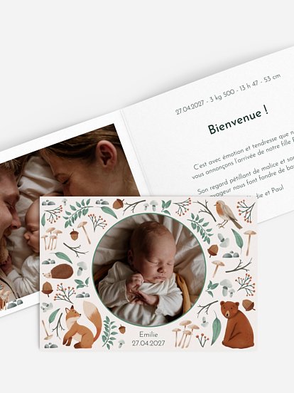 Faire-part naissance Balade forestière