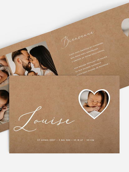 Faire-part naissance Notre coeur d'amour