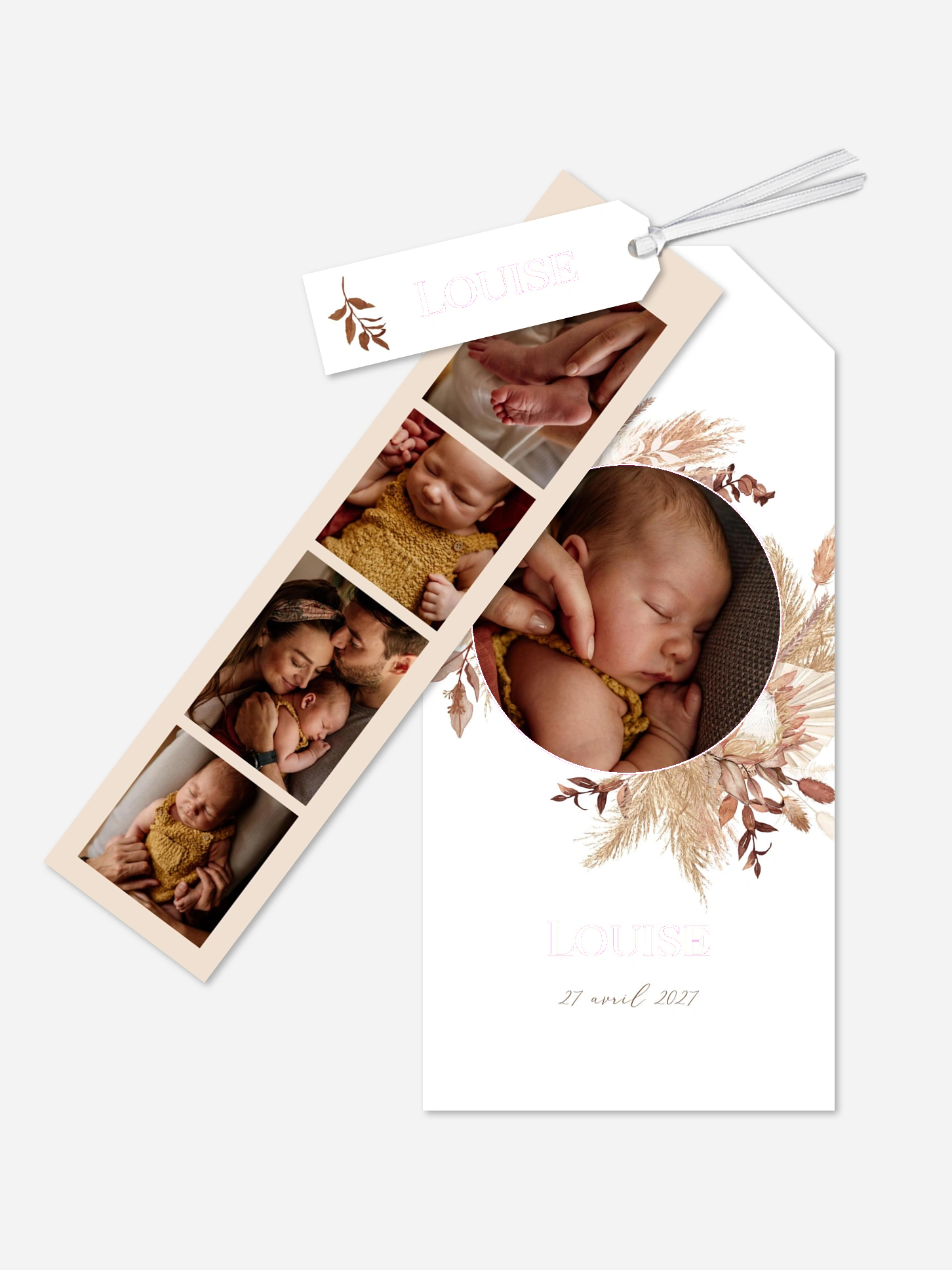 Faire-part naissance Jolies fleurs séchées