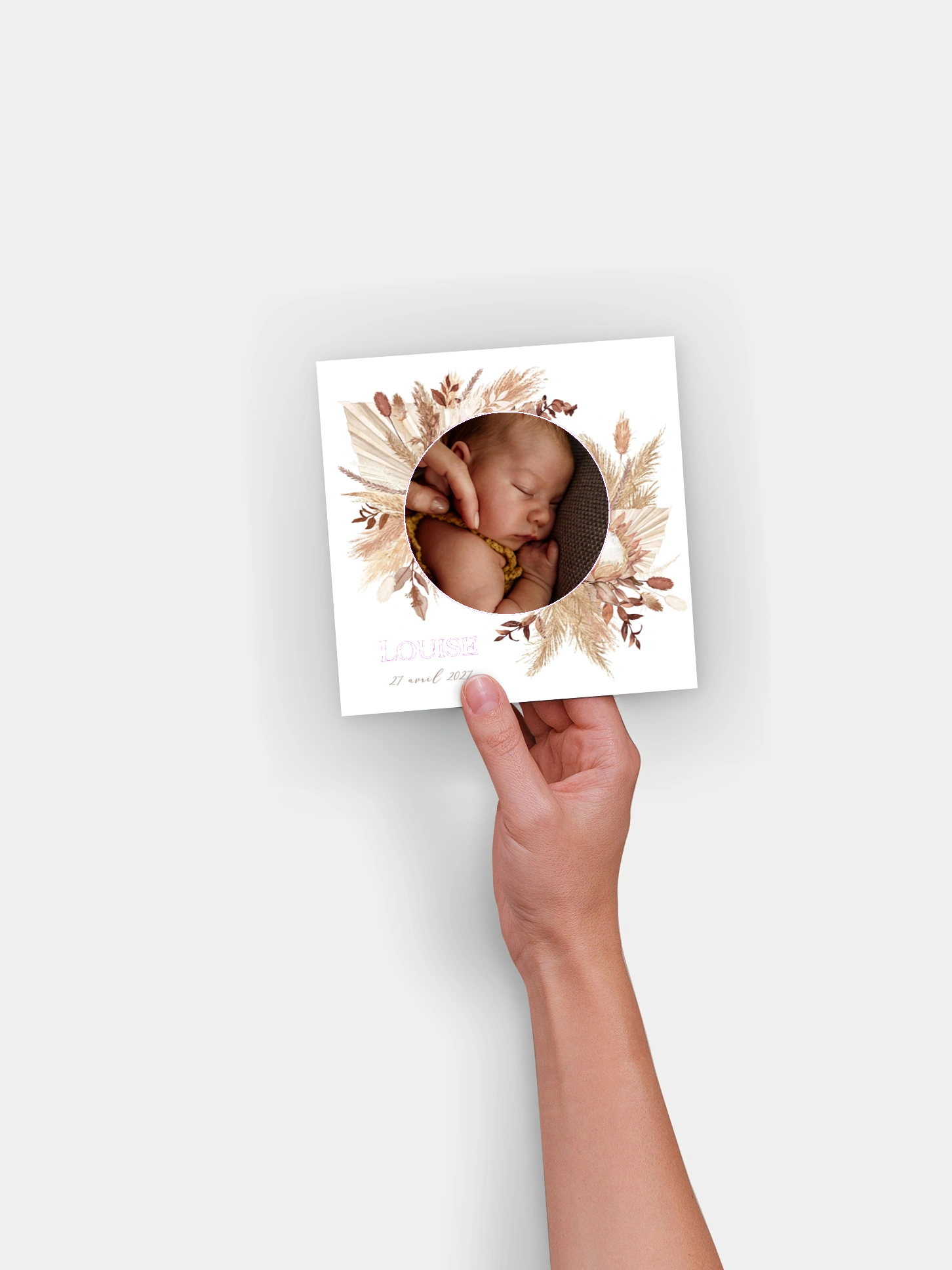 Faire-part naissance Jolies fleurs séchées
